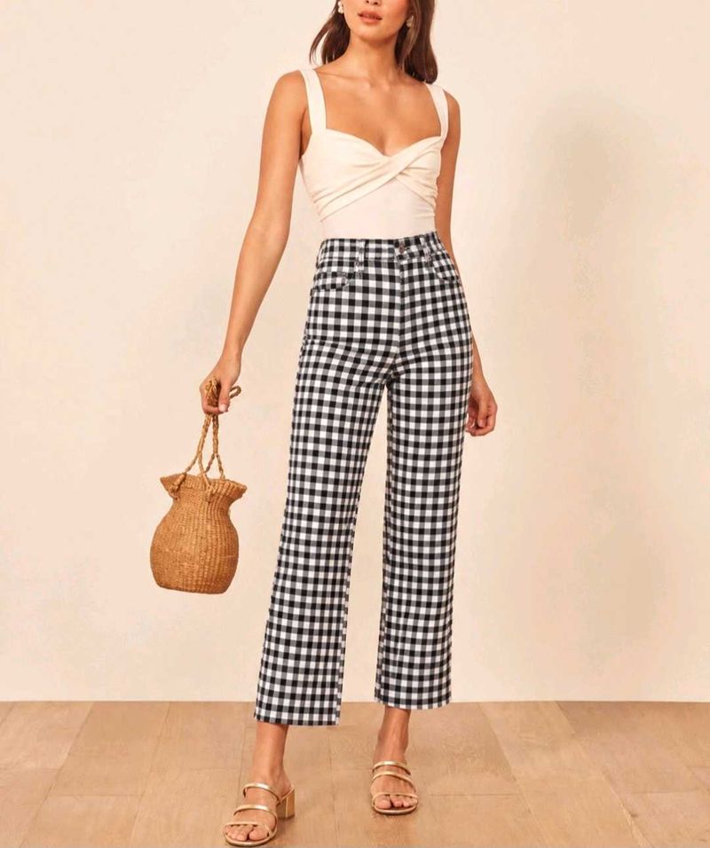 Gingham Cropped Pants