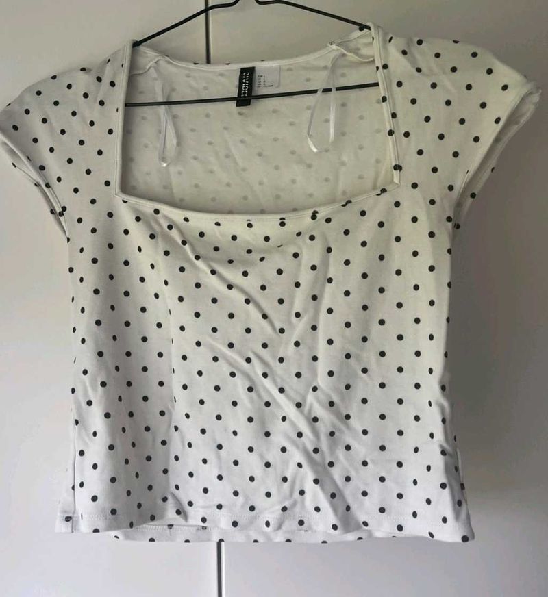 H&amp;M polka square top