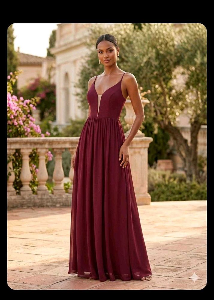 Elegant Burgundy Evening Gown
