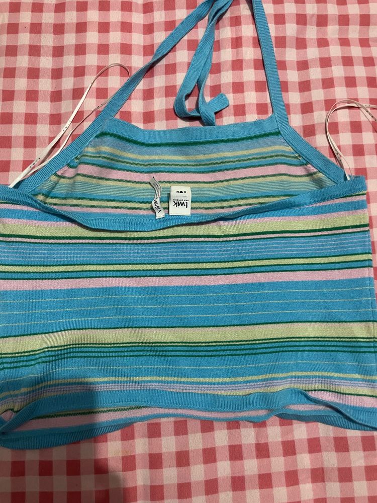 Striped Halter Neck Cami Top