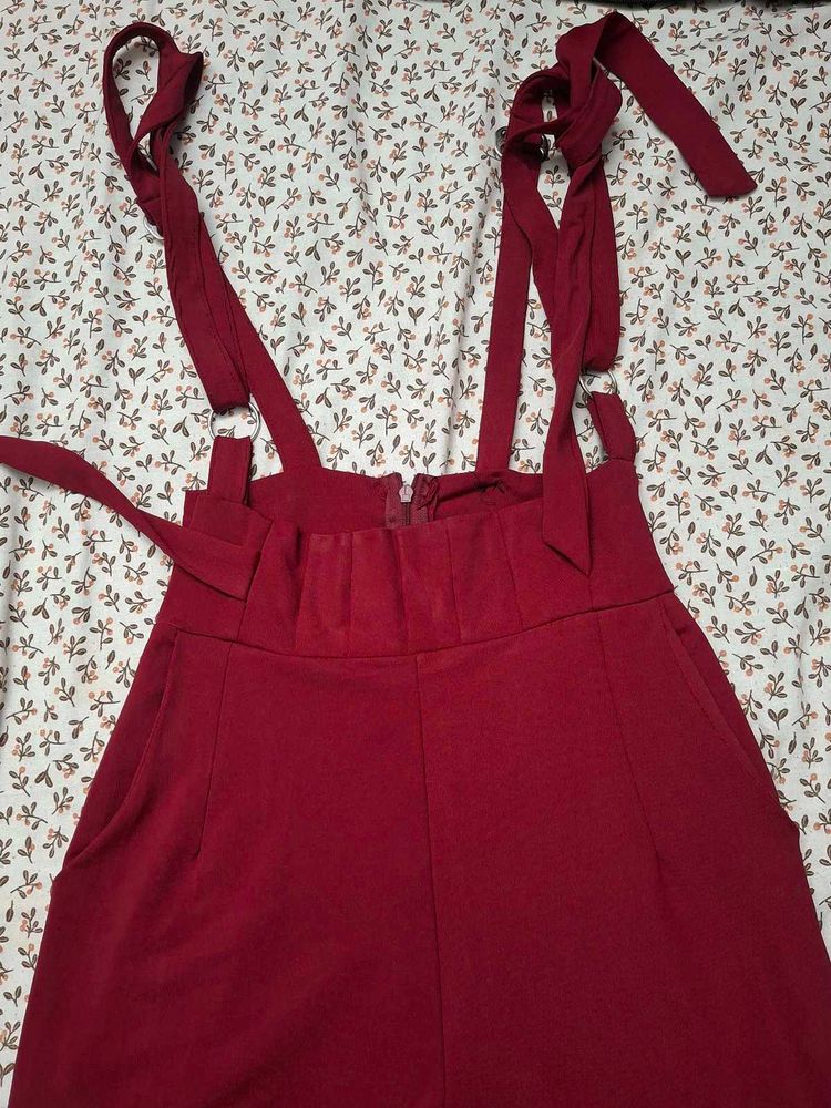 Maroon Suspender Jumpsuit