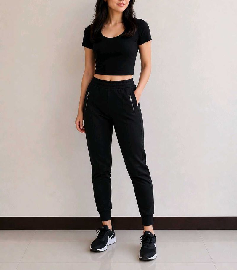 Black Joggers with Zipper Pockets