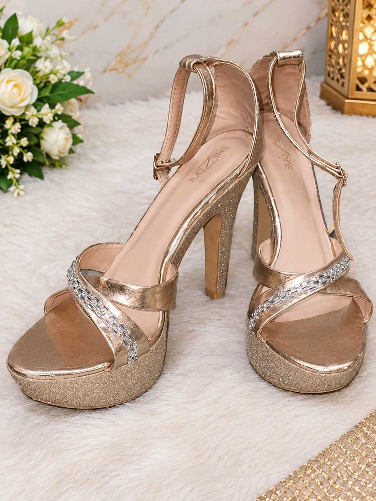 Sparkling Gold Platform Heels