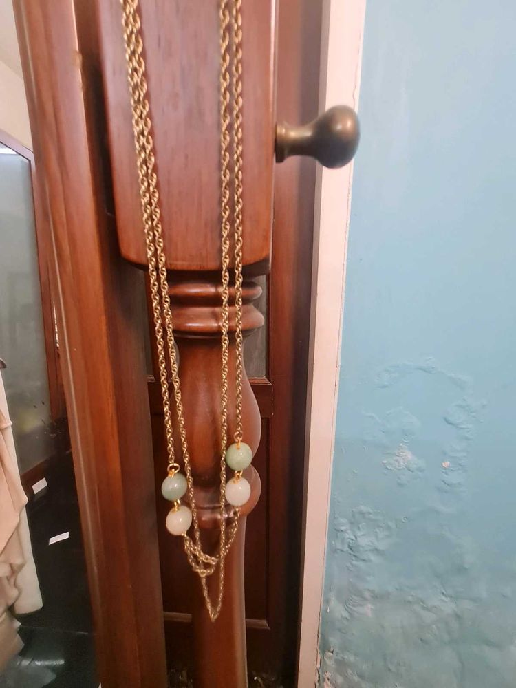 Gold Chain Necklace with Pastel Beads