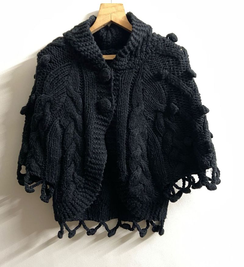 Black Knit Poncho