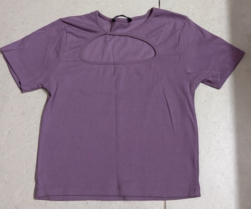 Purple Cutout T-Shirt