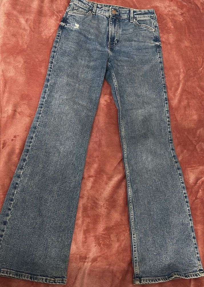 Trendy Flared Blue Denim Jeans