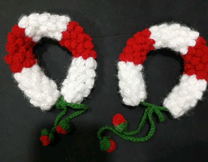 Crocheted White &amp; Red Skirt Border (1 piece)