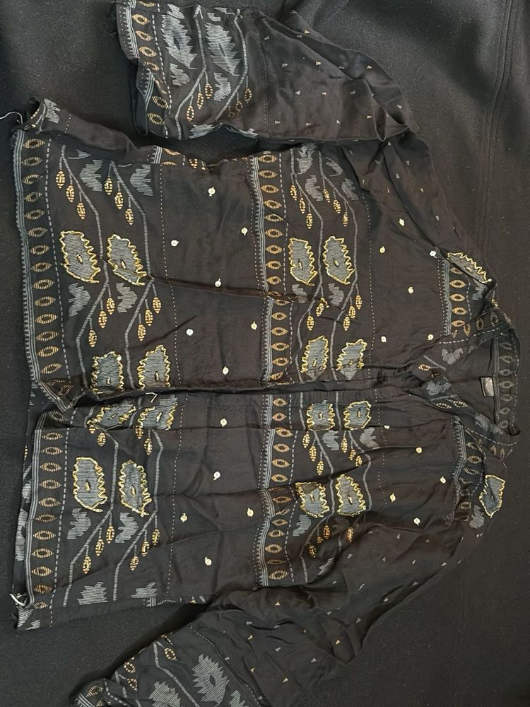 Designer Black Printed Kurta long