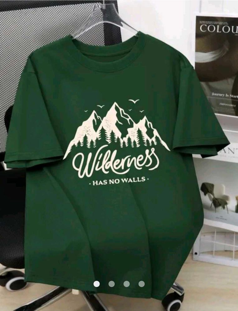 Green Wilderness Mountain Graphic T-Shirt