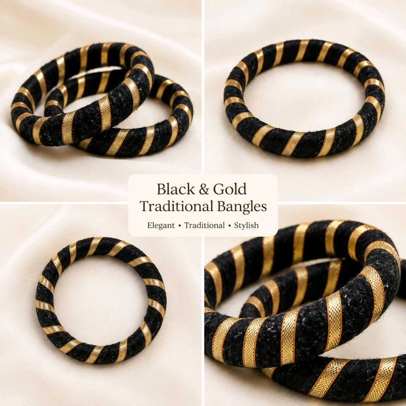 Elegant Black &amp; Gold Bangles