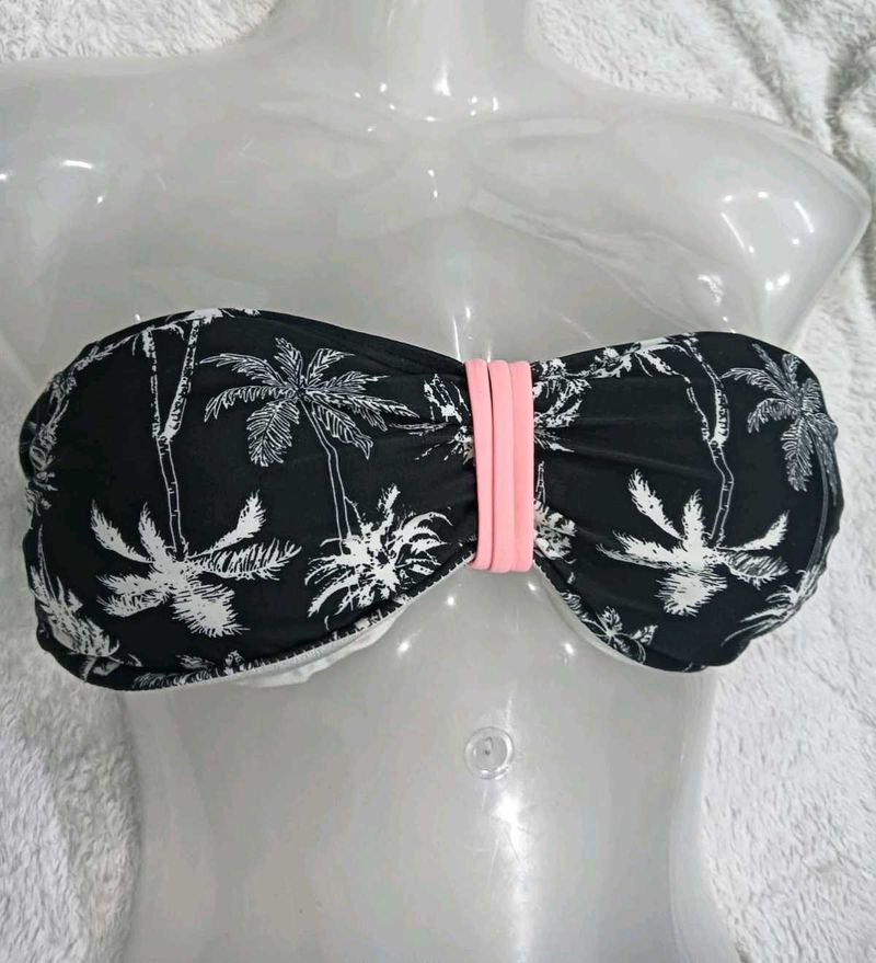 Palm Print💙 Bandeau Bikini Top