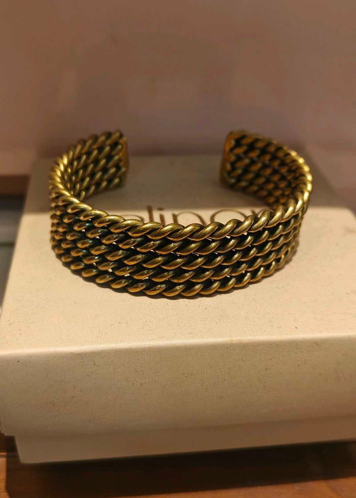 Textured Gold Tone Cuff Bracelet