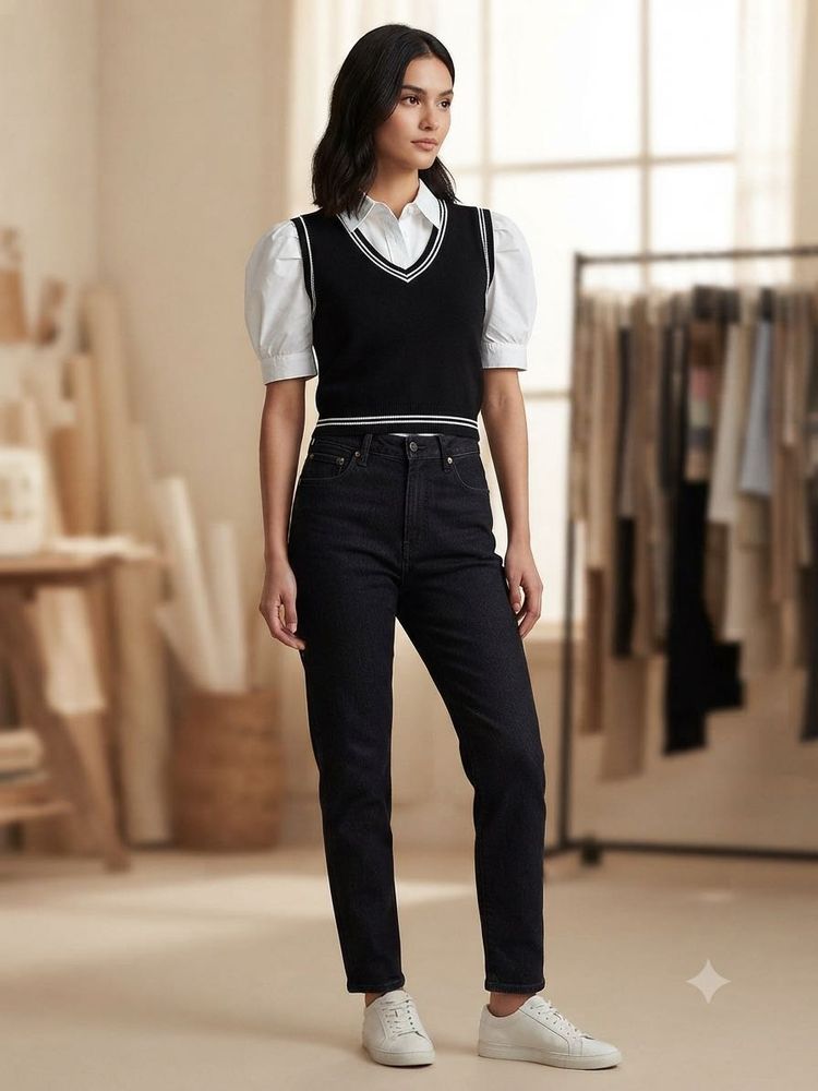 Chic Black V-Neck Vest Top