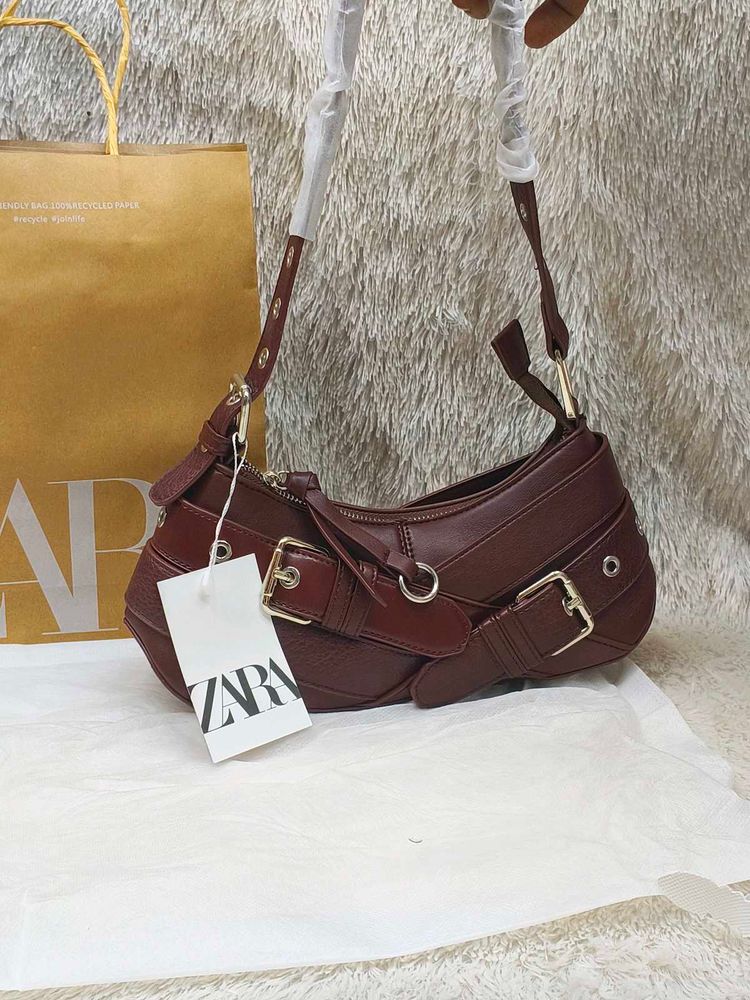 Zara Burgundy Shoulder Bag