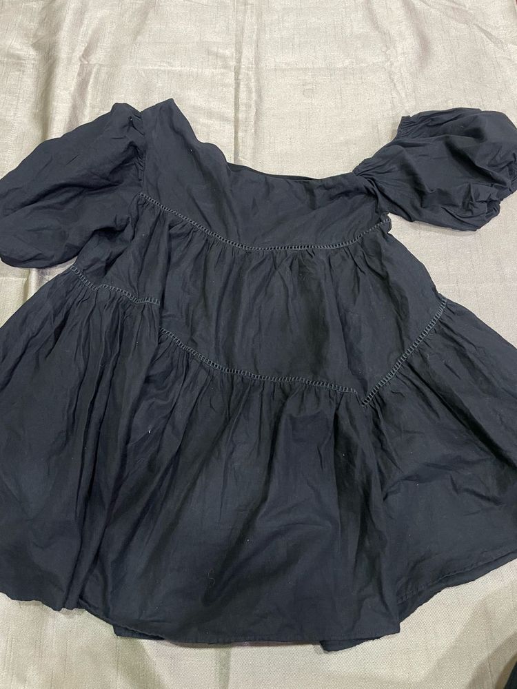 Chic Black Tiered Mini Dress
