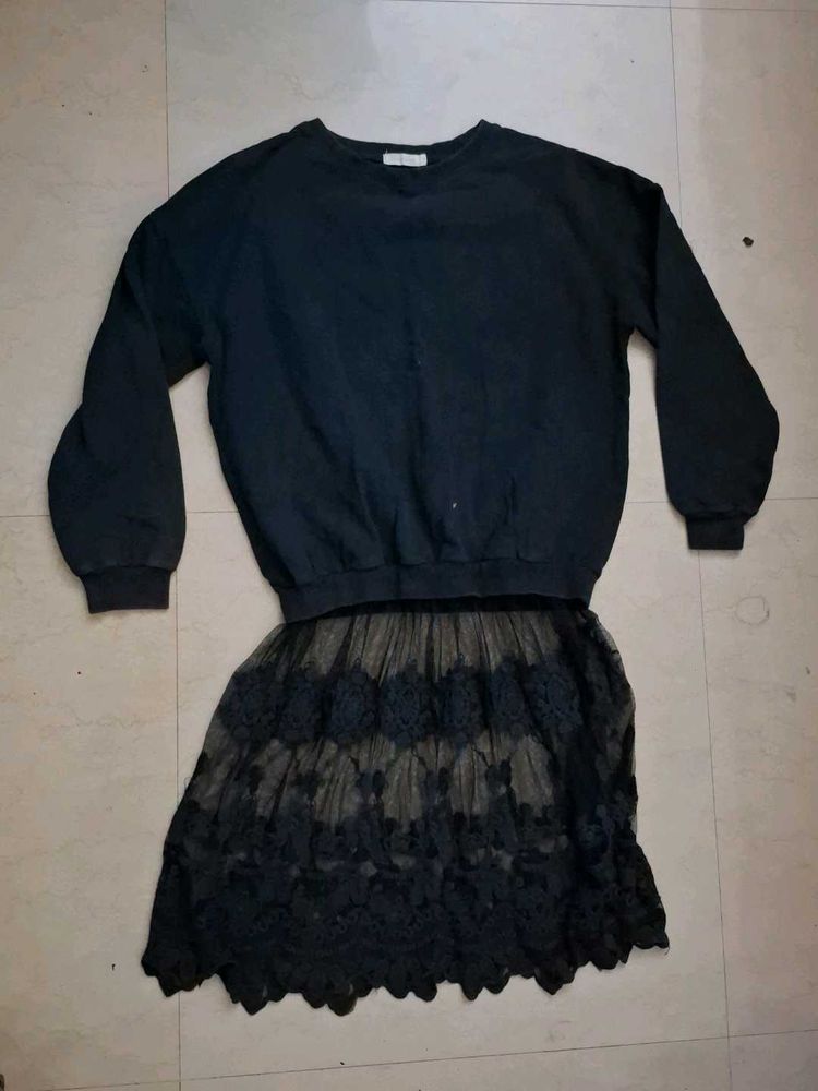 black tshirt with skirt attached