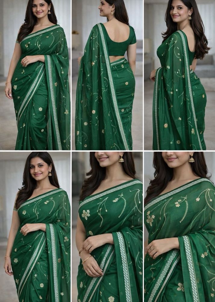 Elegant Green Floral Saree