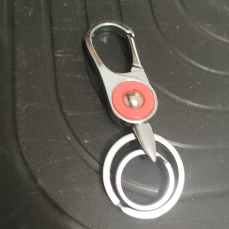 Silver &amp; Red Keychain