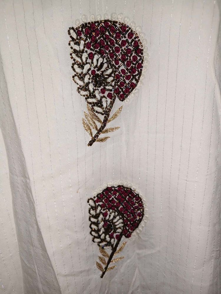 Beautiful Shine White Beads Nd Stone Kurti