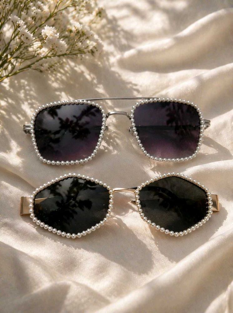 Pearl Embellished Sunglasses Set