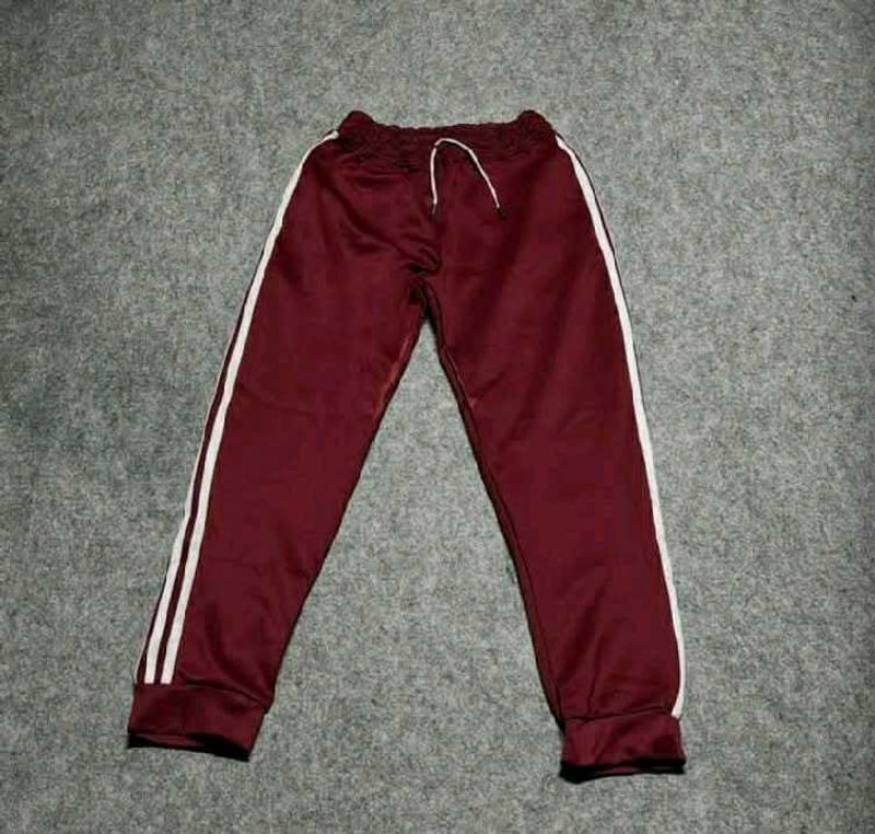 Maroon Track Pants with White Stripes