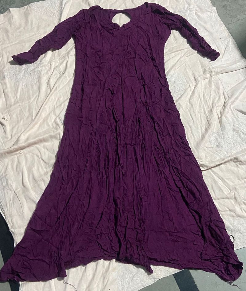 Elegant Purple Maxi Dress with 2 Spilt