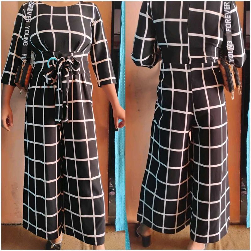 ✨Trendy Grid Print Jumpsuit✨