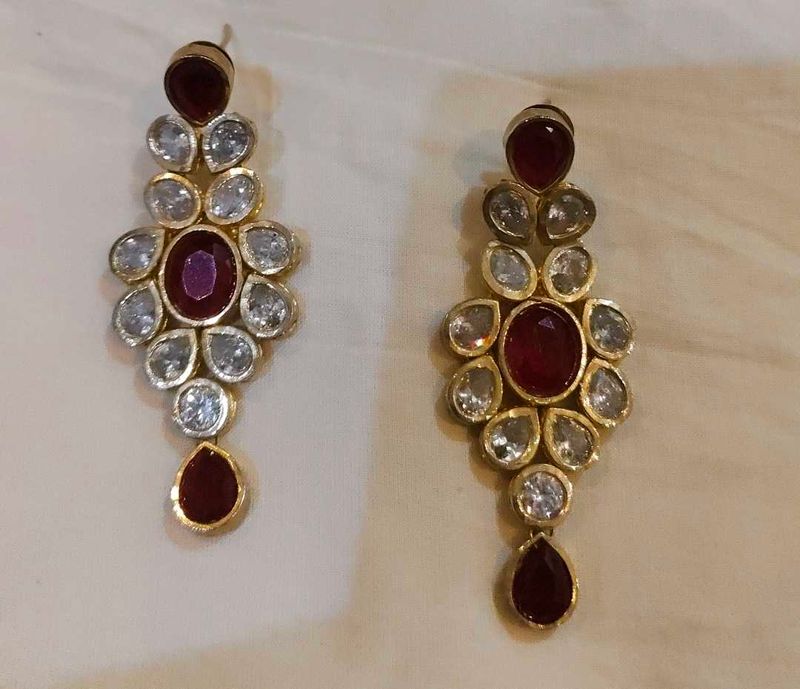 Stunning Ruby &amp; Crystal Earrings
