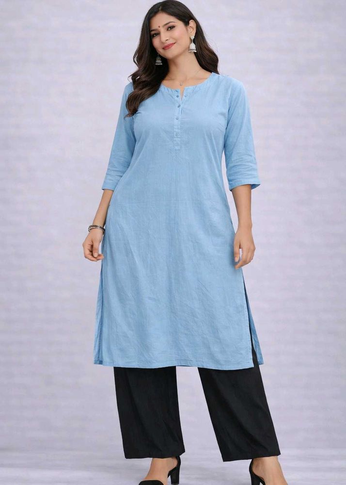 Light Blue Kurta with 3/4 Sleeves