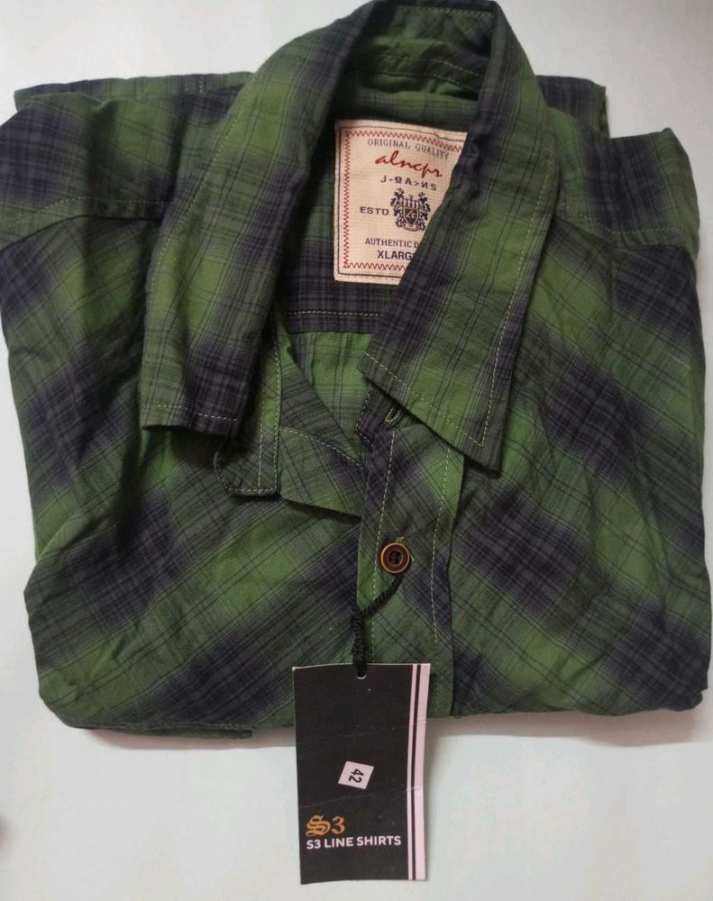 Stylish Green Plaid Men's Shirt