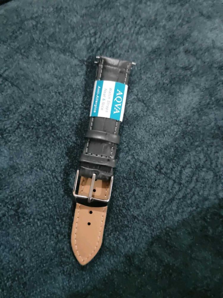 AQVA Black Leather Watch Strap 20mm
