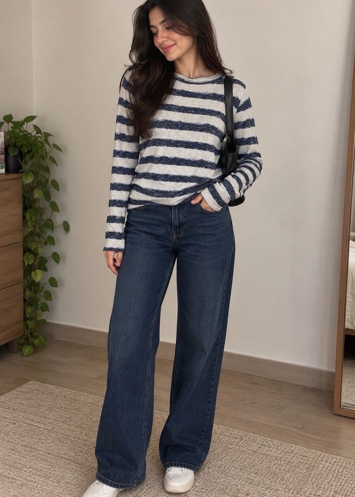 Wide Leg Dark Wash Denim Jeans
