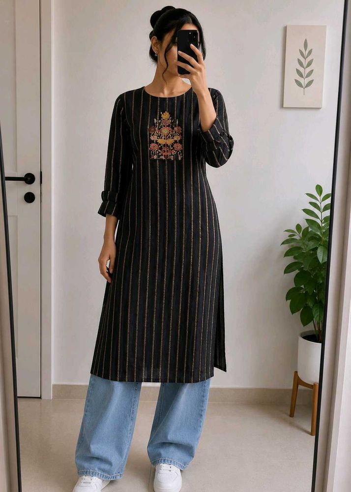 Striped Embroidered Kurti