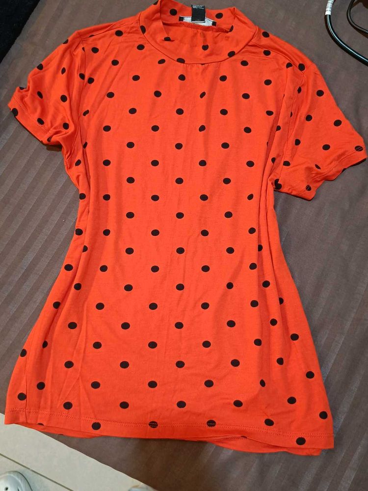 Red orange Polka Dot T-Shirt
