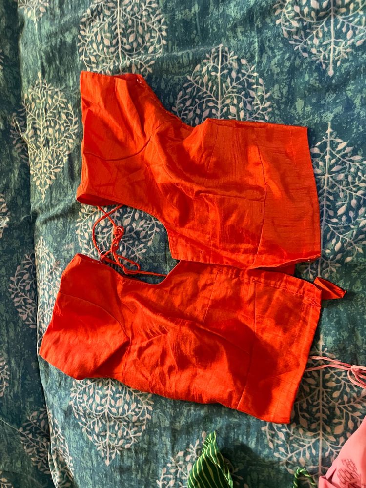 Vibrant Orange Silk Blouse