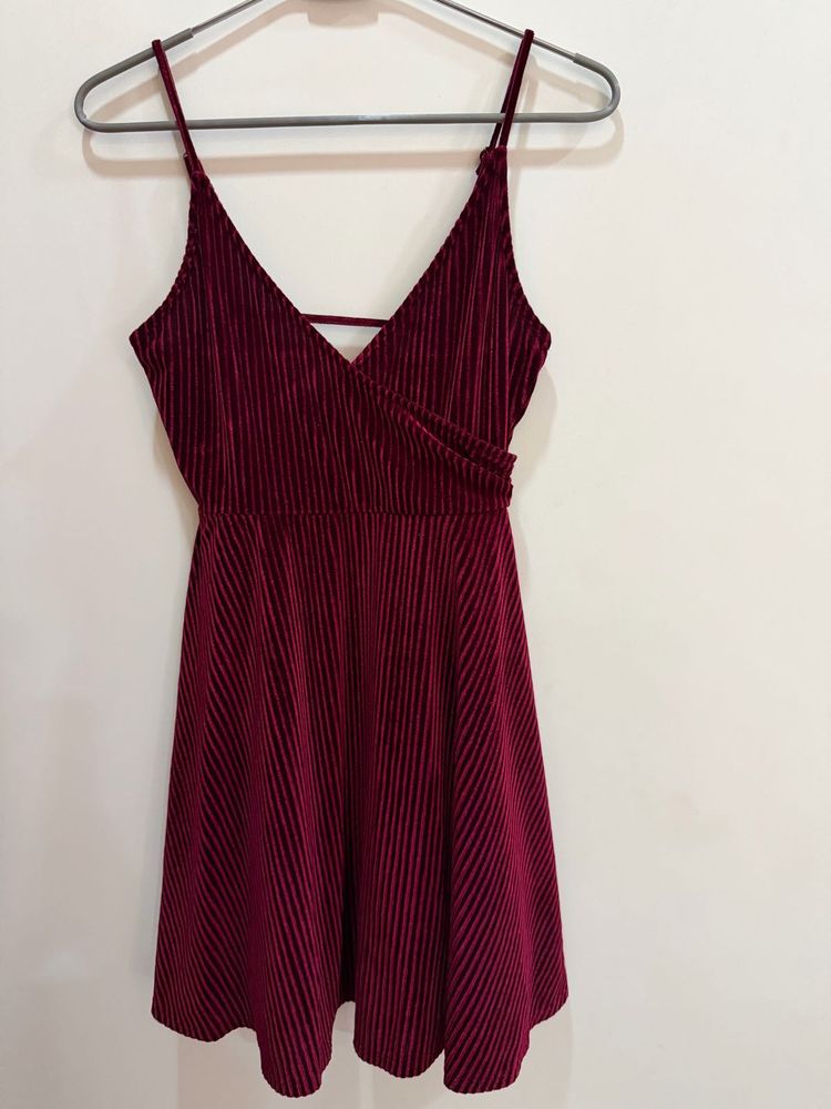 Velvet Ribbed Fit and Flare Dress