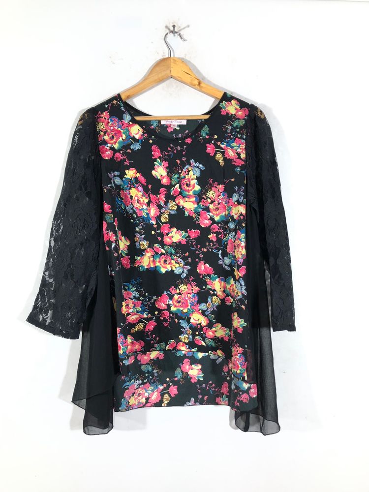 Black Floral Printed Top(Women’s)