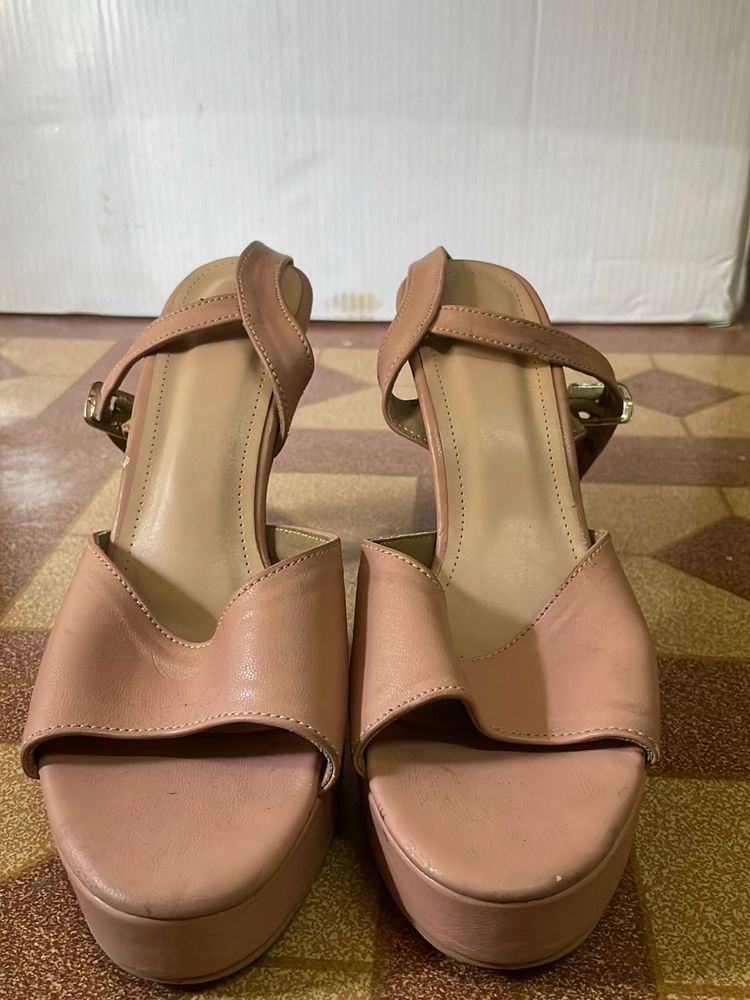 Stylish Pink Platform Wedge Sandals