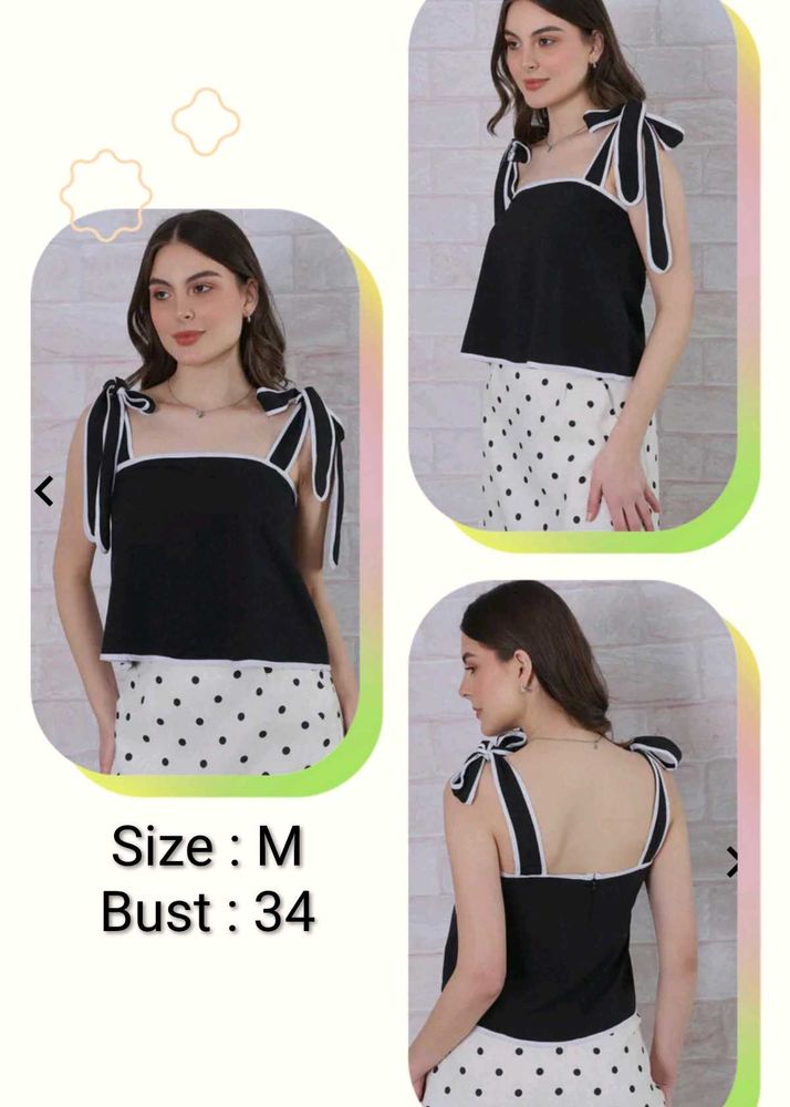 Cute Black Tank Top with Bow Details