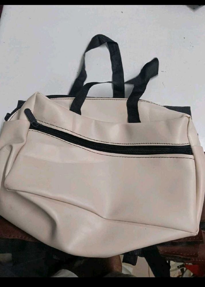 Stylish white Faux Leather Tote Bag