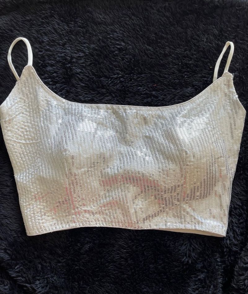 Silver/White Sequin Blouse
