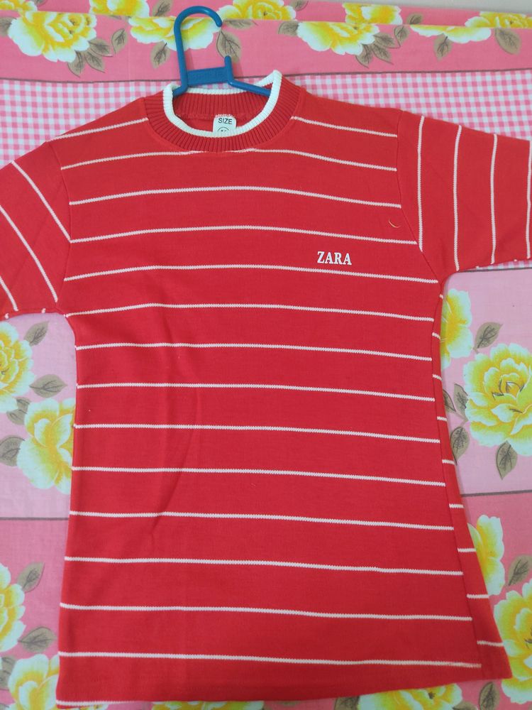 Red &amp; White Striped Zara Tee
