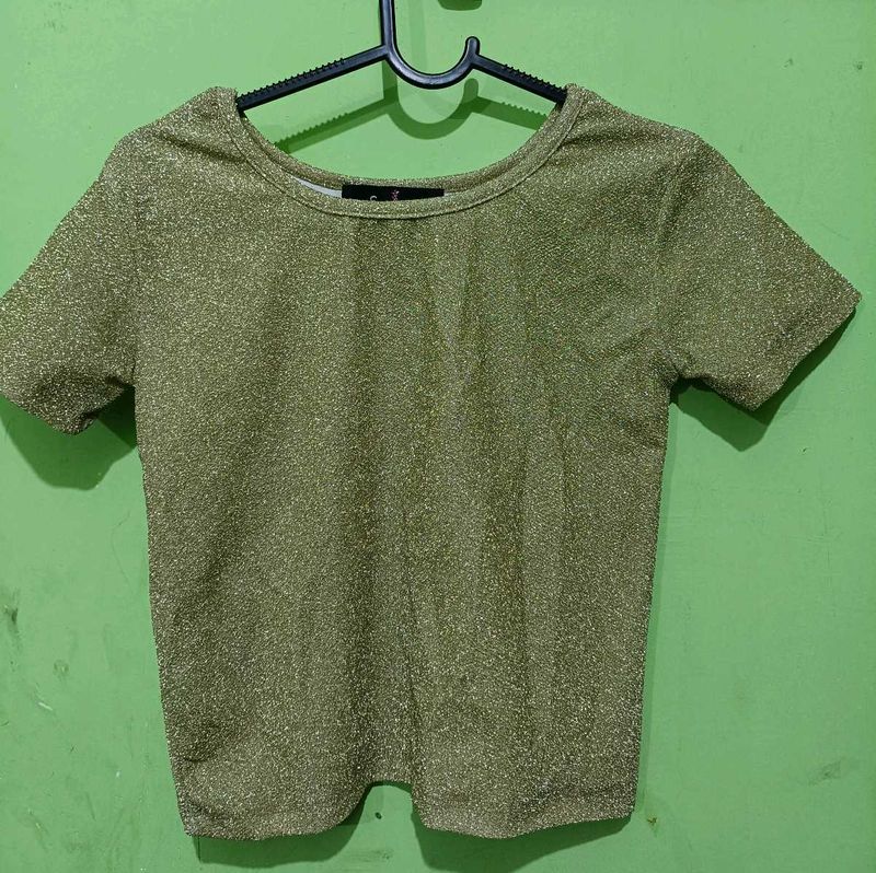 Sparkly Olive Green Crop Top