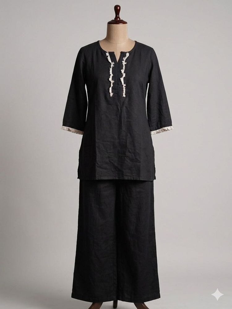 Black Kurta Set with Palazzo Pants