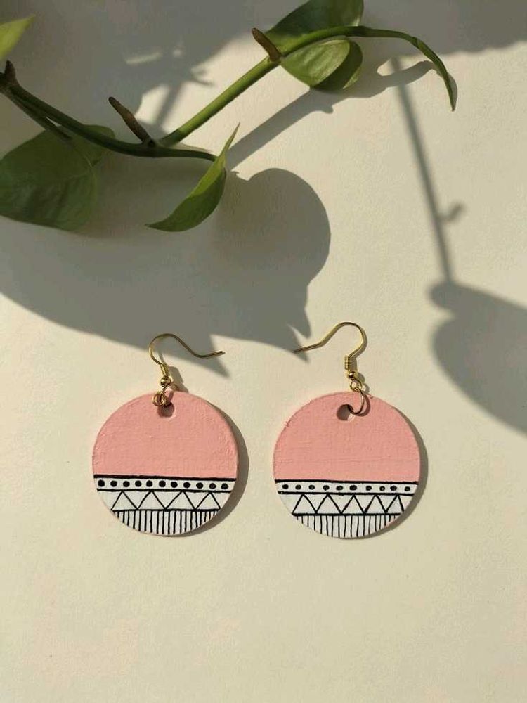 Handmade Pink Geometric Earrings