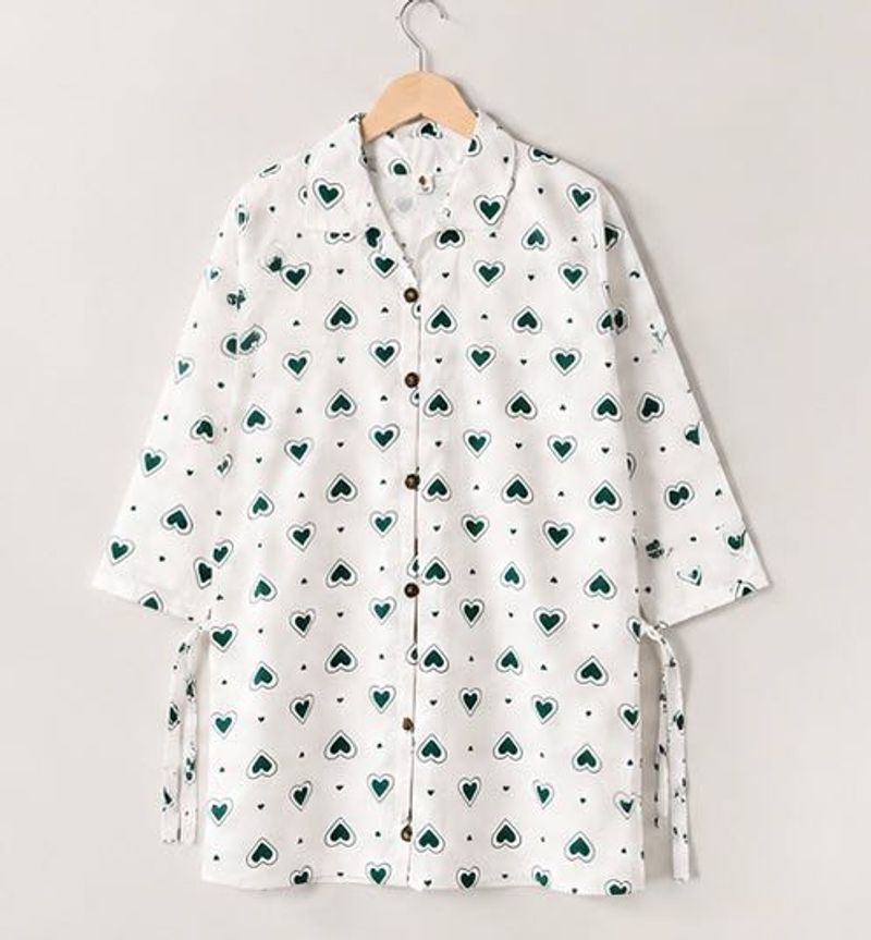 White Heart Print Cord Sets