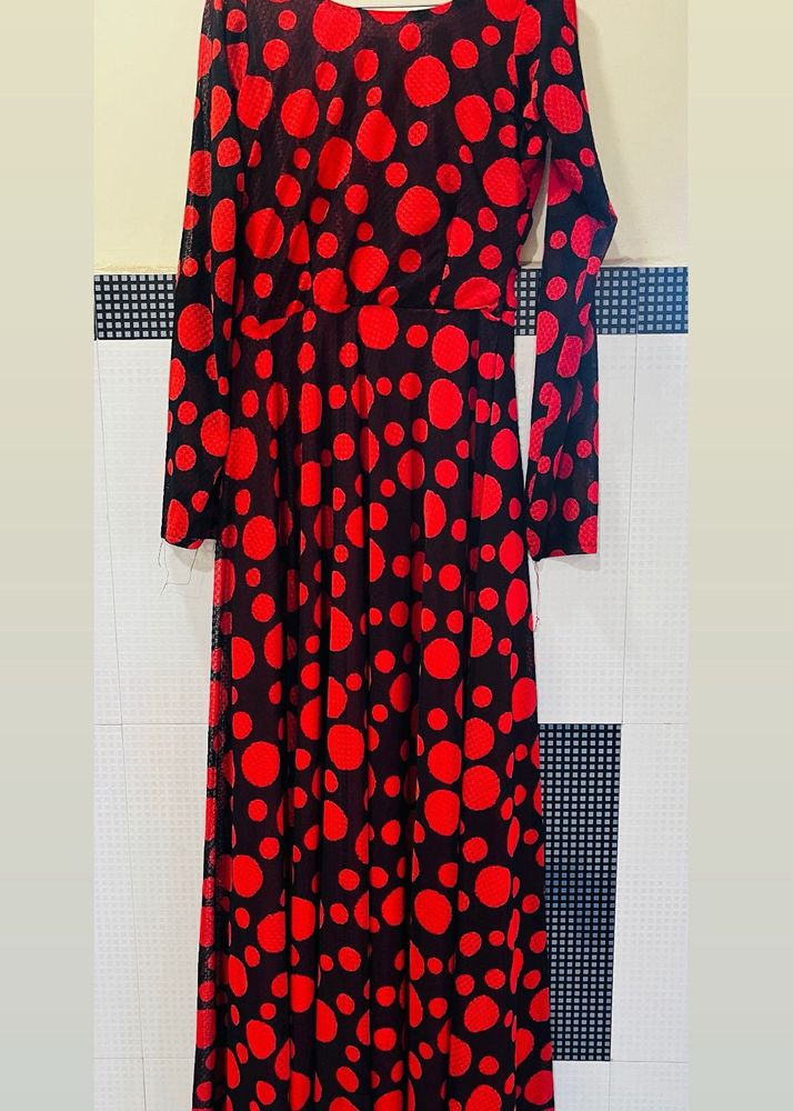 Elegant Polka Dot Maxi Dress