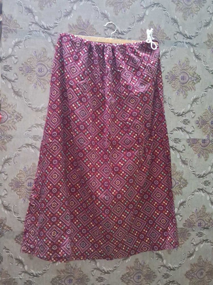 Maroon Bandhani Print Maxi Skirt of 1