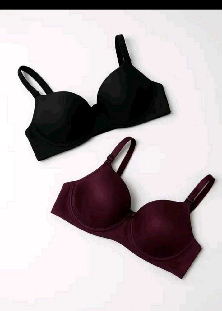 Comfortable Bra Set - Black &amp; Burgundy